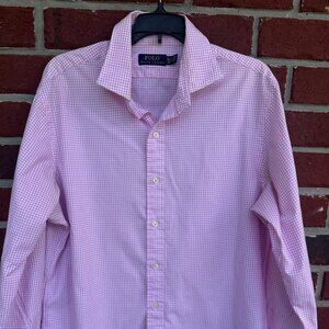 Polo Ralph Lauren Pink Gingham Button-Up Shirt – Size 16.5 / 42